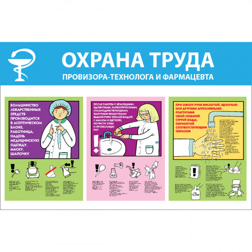 Стенд "Охрана труда провизора-технолога и фармацевта СТ261 (Пластик 500 x 750 х 3)"