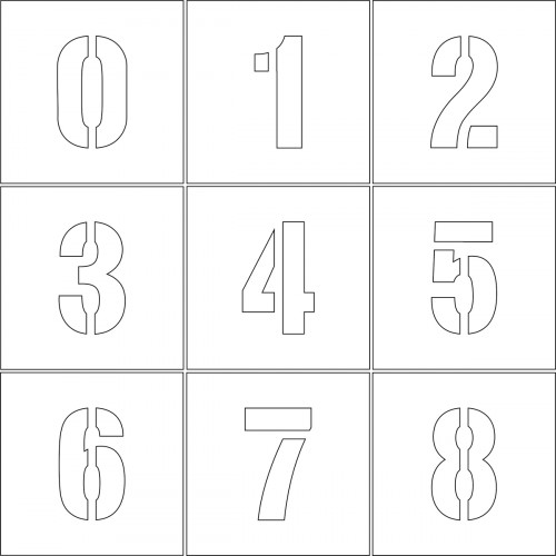 Трафарет №2 0-1-2-3-4-5-6-7-8 (ПЭТ 600 х 384 х 1 мм)