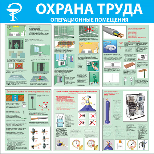 Стенд "Охрана труда. Операционные помещения СТ255 (Пластик 1000 x 1000 х 3)"