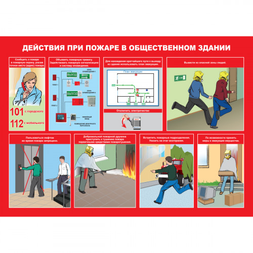 Плакат "Умей действовать при пожаре" (Пленка, к-т из 10 л.)